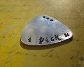 Custom Hand Stamped Aluminum Guitar Pick (Pick your Phrase and Font)