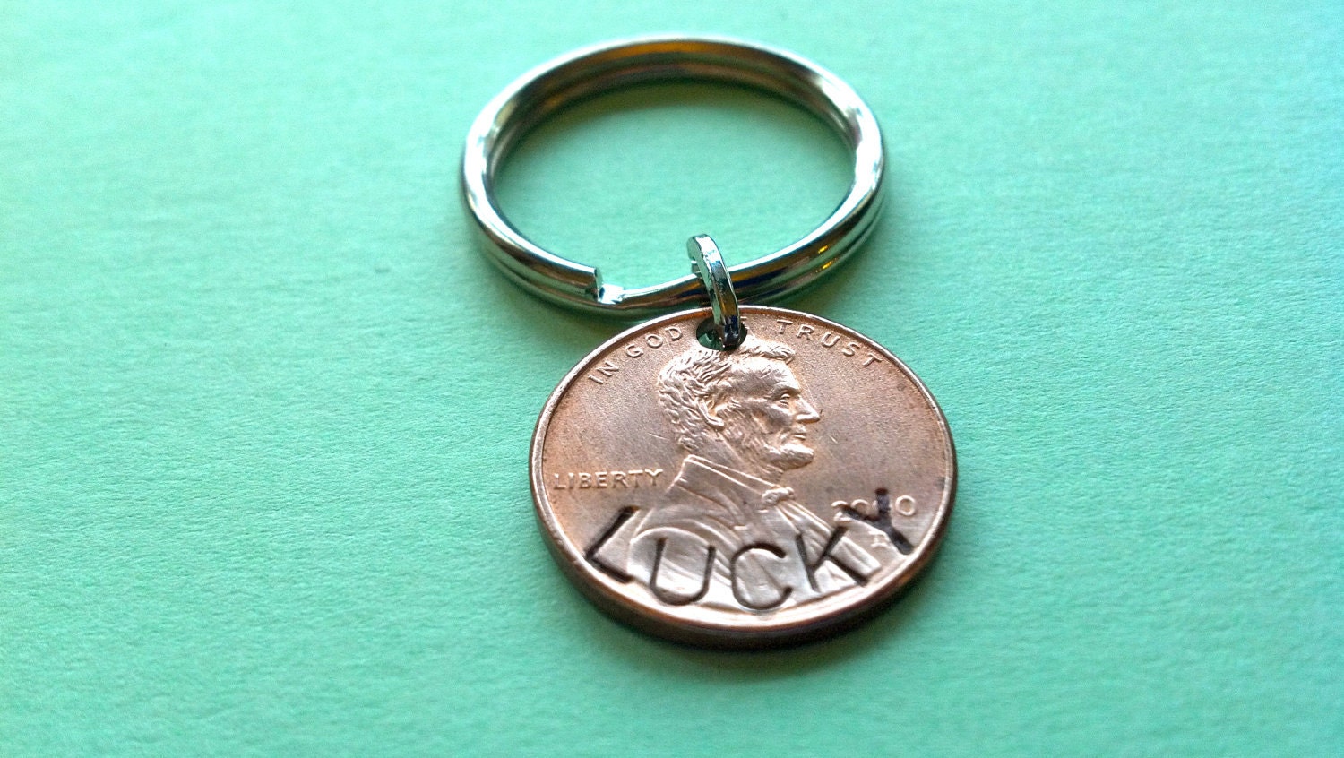 Hand Stamped Lucky Penny Keychain
