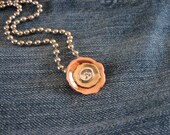 Mixed Metal Shabby Chic Poppy Necklace Silver Copper Bronze Mom Handmade Pendant Fashion Summer Fall Winter Spring