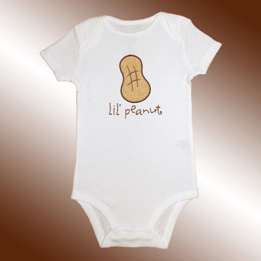 Onesie Bodysuit Baby Shirt - Embroidered Applique - Lil Peanut - Short or Long Sleeved