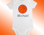 Onesie Bodysuit Baby Shirt - Personalized Applique - Basketball - Embroidered Short or Long Sleeved - Free Shipping