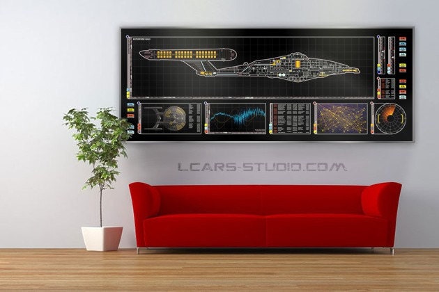 Enterprise NX-01 Star Trek LCARS Display 32x12 Print Medium