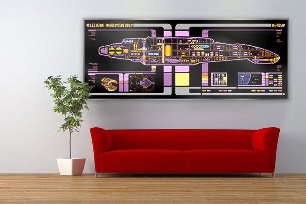 USS Defiant Star Trek LCARS Display 32x12 Print Medium