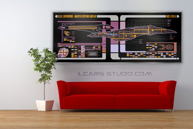 USS Enterprise 1701-E Star Trek Lcars Display 79x30 Print XXL