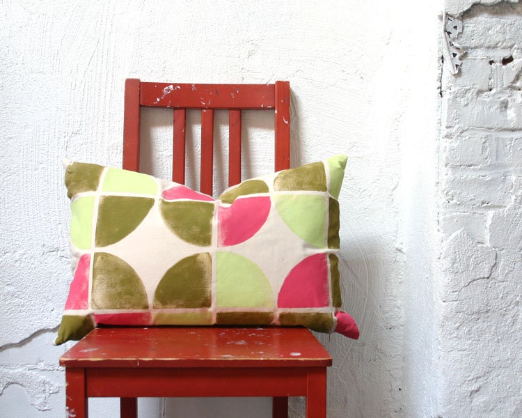 Watermelon, Avocado and Key Lime- Hand Stamped Throw Pillow