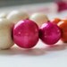 Color Pop Necklace in Bubblegum, Orange & Cream . Non-toxic Beads with a Jersey Tie . Fashionable and baby-friendly