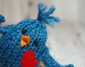 Bird  - Blue Bird - Spring - Easter - Knit - Toy - Ornament - Waldorf - Natural  - Woodland - Heart- Gifts under 15