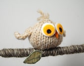 Owl Mobile - Woodland Mobile - Bird - Ornament - Baby Nursery - Waldorf - Natural Fibers - Merino - Wool - Cream - Brown - Green