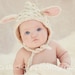 Knit Lamb Hat Bonnet, Lamb Pixie Hat with Animal Ears, 6-12 months, 12-18 months, Spring Easter Photography Prop Halloween, New Baby