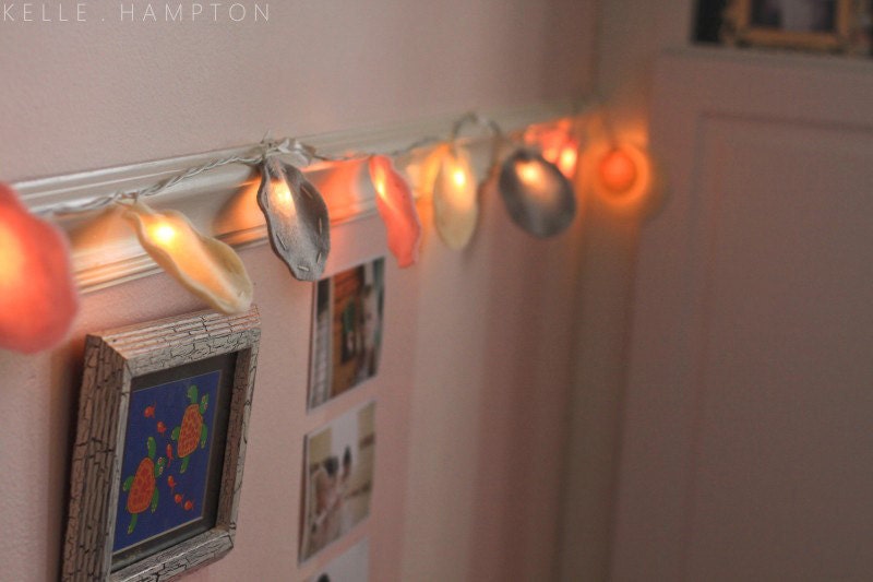 Felt Circle Twinkle Lights (antique white, baby pink, and soft gray)