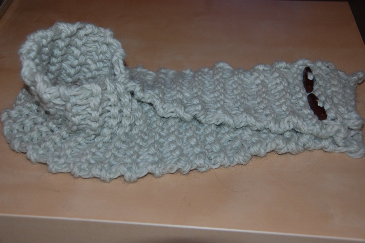 Pale Green Baby Alpaca Neck Warmer with Toggle Buttons