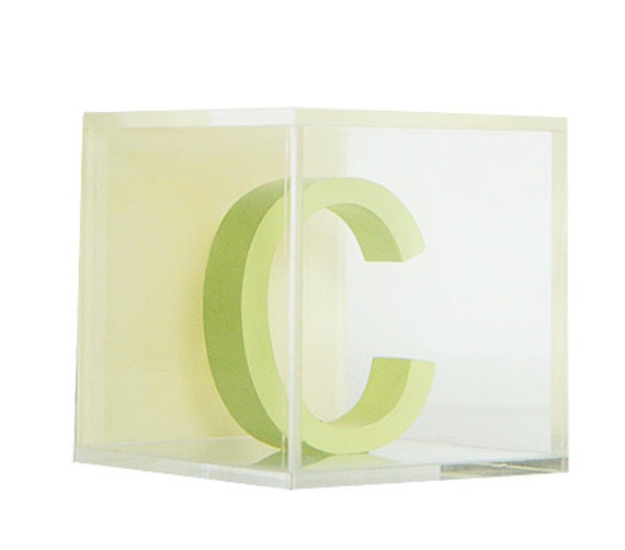 Custom Modern Letter Blocks: Soft Green Letter/Cream Background