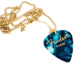 Teal Blue Guitar Pick Necklace