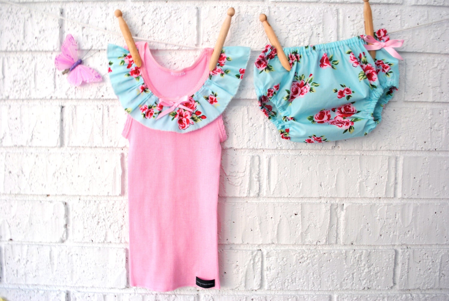 Vintage Inspired Diaper Cover and Tank Set