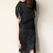 Fringe Flapper Dress - vintage 80s fully fringed little black dress, peekaboo keyhole, burlesque bombshell party frock