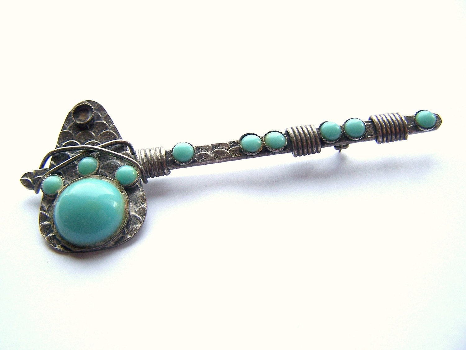 Vintage Southwestern Navajo Tomahawk Turquoise Pin