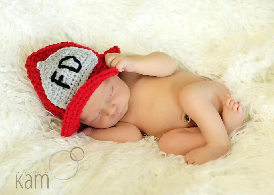 Fireman Hat Helmet - Custom Order - Crochet