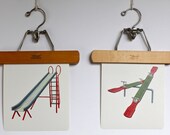 Large vintage language flash card set, slide and  teeter totter,1980s