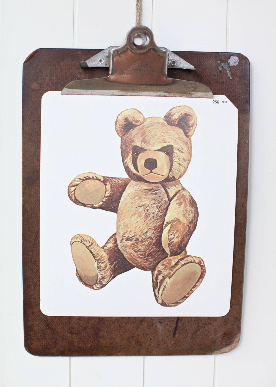 Large vintage language flash card, teddy bear, 1980's