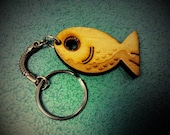 Laser cut and engraved Fish wood keyring