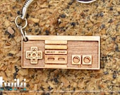 Laser cut and engraved NES controller wood keyring