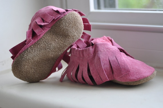 Eco Friendly Pink leather moccasins