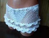 Hand crochet summer  ruffle beach mini skirt in white color
