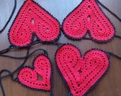 Crochet heart bikini in red and black