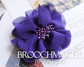 110mm  chiffon fabric flower corsage brooch pins Purple with Purple core elegant item By Etsy