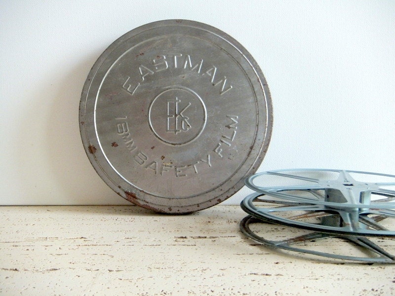 Eastman Kodak Metal Movie Film Reels and Canister, 16mm, Industrial Home Decor