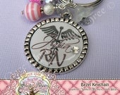 RN Nursing Personalized Name Pink and Gray Bezel Keychain, Graduation Graduate NP, LPN, Gift Present by Once Upon a Sugar Tree No. 12