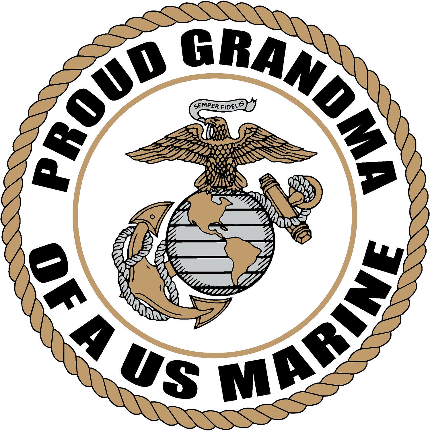Proud Grandma of a US MARINE CORPS Soldier Decal Sticker Bumper Sticker 5"x5"