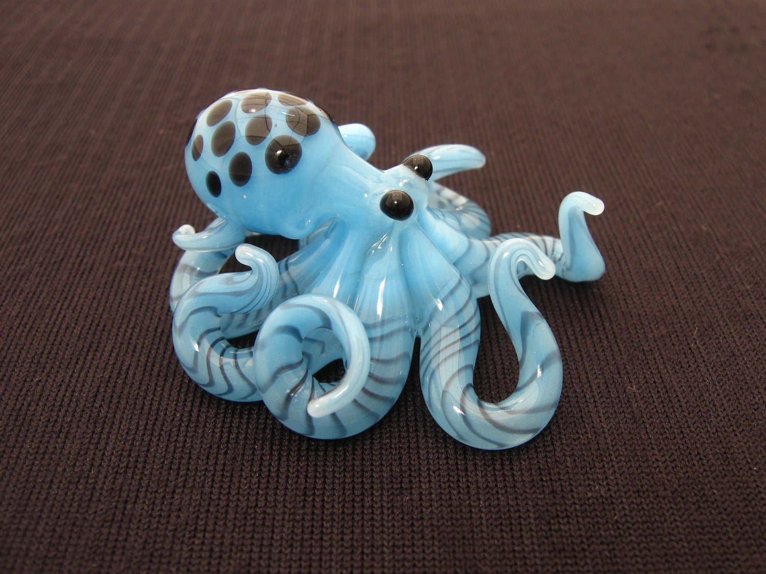 Small Glass Octopus pendant Sky Blue Spotted