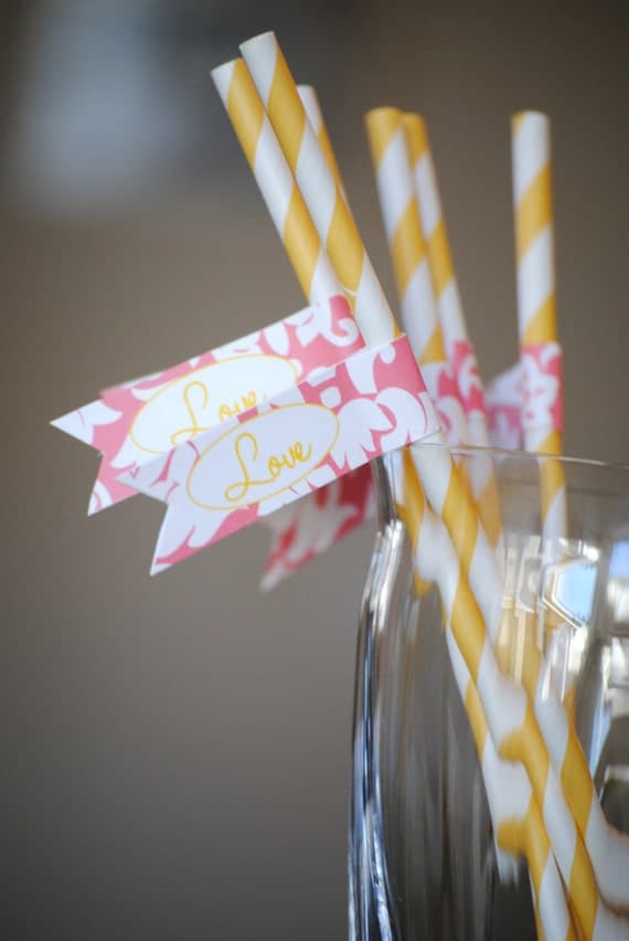 Customized Pink Lemonade Love Collection - PRINTABLE party flags by Itsy Belle Il_570xn