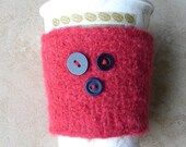 Coffee cup cozy coozie cozie cup sleeve cup sweater coral hand knit and felted