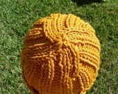 Merino Stocking cap, watchcap, longshoremans hat, beanie, skull cap orange yellow mango