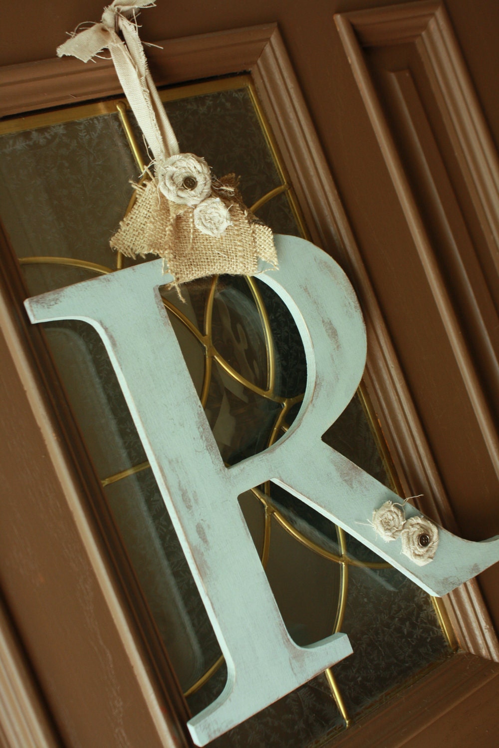 Door Initial Monogram Shabby chic style You choose color and letter