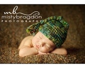 Newborn Hat Knitted Photo Prop Peacock Colors