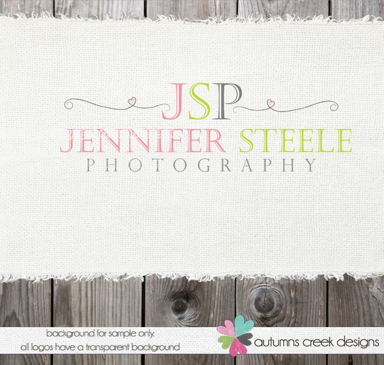 Custom Premade Photography Logo - Swirls and Heart Logo and Watermark Design Name Text Logo