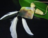 Shell Necklace with Feathers - Southwestern Jewelry Handmade by Sharona Nissan (As SEEN in MODERN BRIDE)