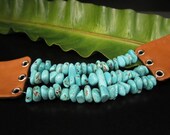 Turquoise Choker on Brown Leather