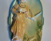 Vintage 1940s - 1950s Ceramic Wall Plaque Woman with birds