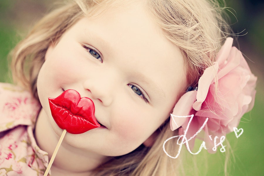 3 Color Plastic Lips on a Stick