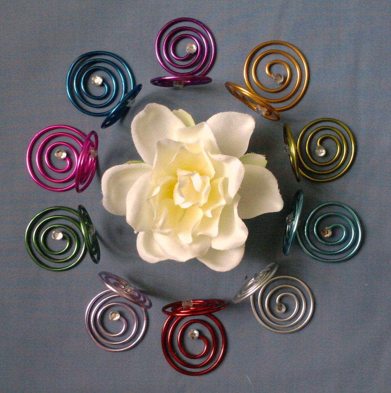 Set of 5-Crystal Flower Picks-WeddingBouquets-DIY Bride-Wreaths