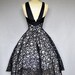 50s party dress / black illusion lace 1950s dress