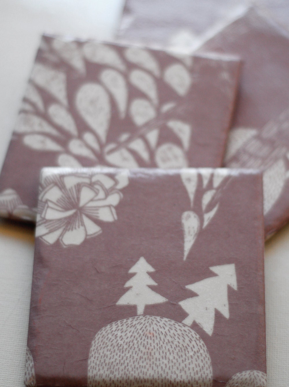 Coasters Winter Wonderland Dusty Lavender Winter Trees, set of 4