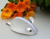 Adorable White Mouse Leather Wallet For Keys With Zip Closure