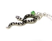 Slytherin Necklace Green Crystal and Snake Charm - Harry Potter, Slytherin House, Draco Malfoy, Geekery