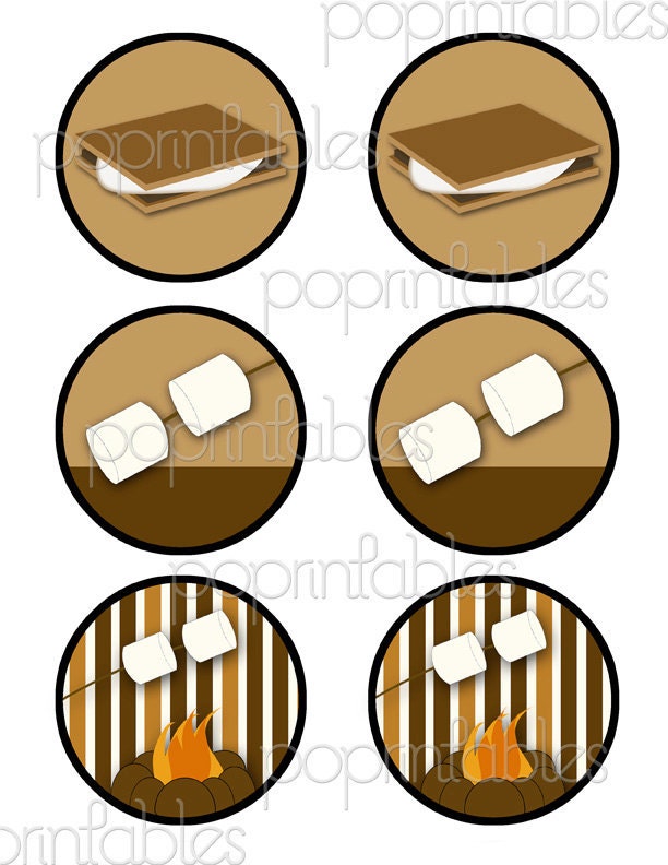Party Favor Tags - PRINTABLE - Campfire & S'more