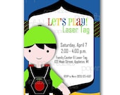 Laser Tag Boy Party Invitation - Custom Digital - You Print and Save
